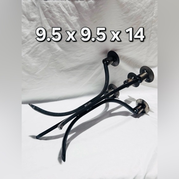 Vintage Art Deco Iron Triple Taper Candle Holder Great Patina Candelabra - Picture 6 of 6